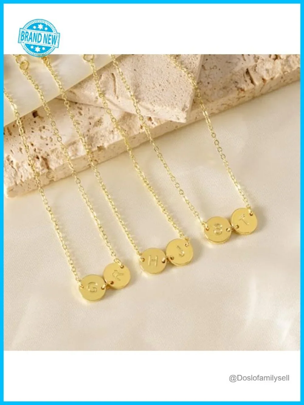 Dainty 14K Gold Plated Initial Disc Stacked Layered Bracelet Set